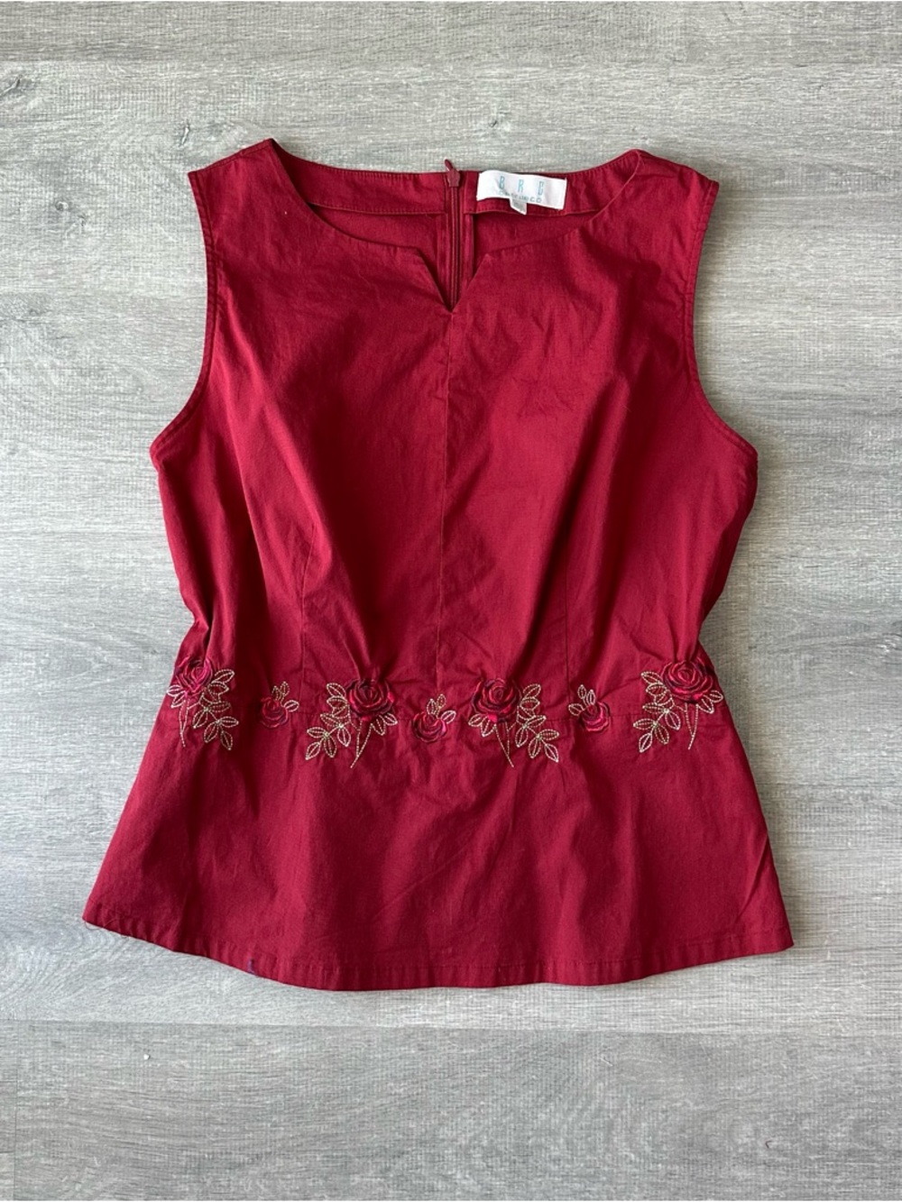 Borreco Y2K Women's Sleeveless Embroidered Waist Top - Red